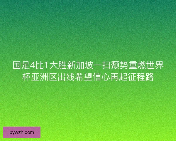 国足4比1大胜新加坡一扫颓势重燃世界杯亚洲区出线希望信心再起征程路