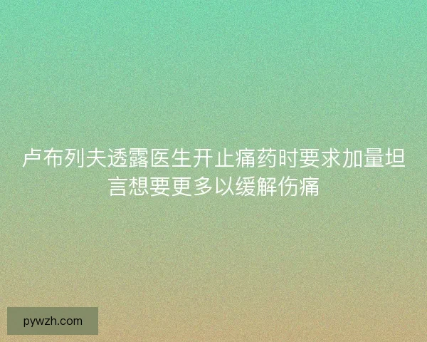 卢布列夫透露医生开止痛药时要求加量坦言想要更多以缓解伤痛